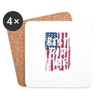 Bester Vater aller Zeiten mit US-amerikanischer - Untersetzer (4er-Set) - Weiß - Vorne