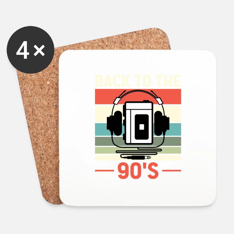 Walkman Back to the 90s - Geschenkidee - Untersetzer (4er-Set) - Weiß