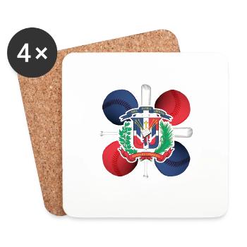 République dominicaine Flag Baseball Bats Pelota - Dessous de verre (lot de 4) - blanc - Devant