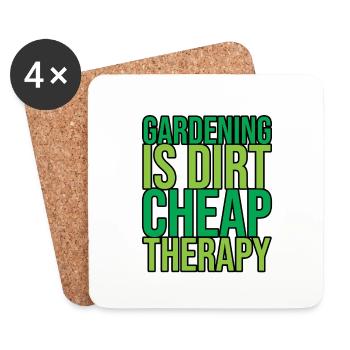 Gardening Is Dirt Cheap Therapy 2 - Coasters (set of 4) - white - Front