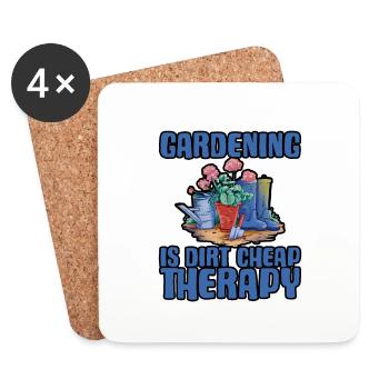 Gardening Is Dirt Cheap Therapy 3 - Coasters (set of 4) - white - Front