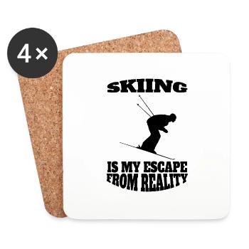 Ski Ski Design Skier Ski Skier Ski Tenue de ski - Dessous de verre (lot de 4) - blanc - Devant