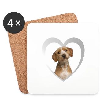 Basset Fauve de Bretagne Herz - I Love Basset - Dessous de verre (lot de 4) - blanc - Devant