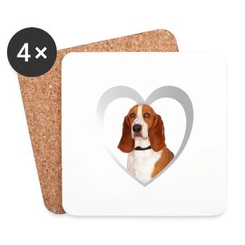 Basset Hound Herz - I Love Basset Hound - Coasters (set of 4) - white - Front