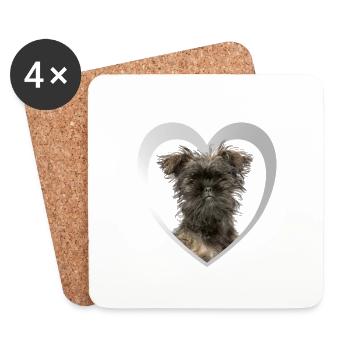 Affenpinscher Herz - I Love Affenpinscher - Coasters (set of 4) - white - Front