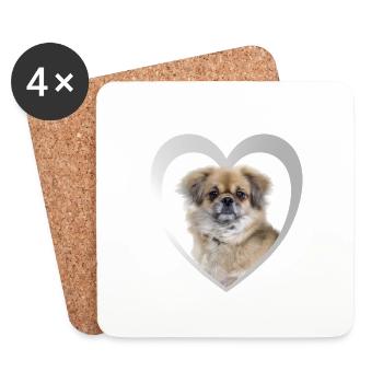 Tibet Spaniel Heart - J’aime Tibet Spaniel - Dessous de verre (lot de 4) - blanc - Devant