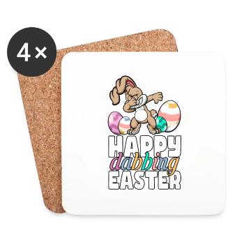Happy dabbing Easter - Frohe Ostern - Untersetzer (4er-Set) - Weiß - Vorne