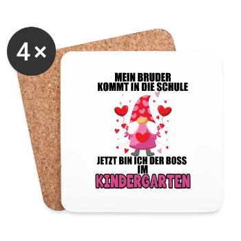 Mein Bruder Kommt In Die Schule Jetzt Bin Ich Bos - Untersetzer (4er-Set) - Weiß - Vorne