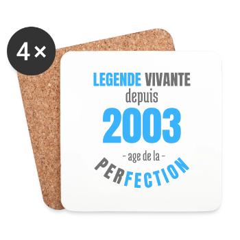 Légende vivante depuis 2003, âge de la perfection - Dessous de verre (lot de 4) - blanc - Devant