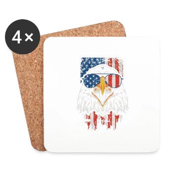 4. Juli Weißkopfseeadler Patriotische amerikanisch - Untersetzer (4er-Set) - Weiß - Vorne