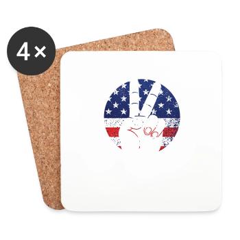 Signe patriotique de la paix et USA Stars & Stripe - Dessous de verre (lot de 4) - blanc - Devant
