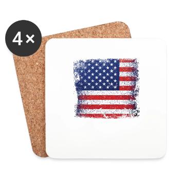 T-shirt drapeau des États-Unis 4 juillet Rouge Blanc Bleu Stars - Dessous de verre (lot de 4) - blanc - Devant