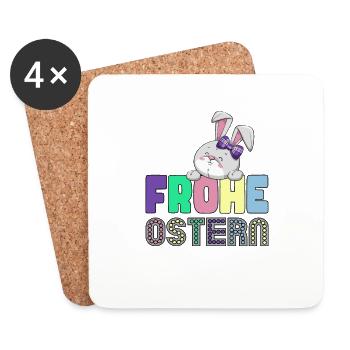 Frohe Ostern - Osterhase - Untersetzer (4er-Set) - Weiß - Vorne