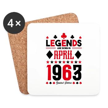Geburtstagsgeschenk April 1963. Kartenspiele. - Untersetzer (4er-Set) - Weiß - Vorne