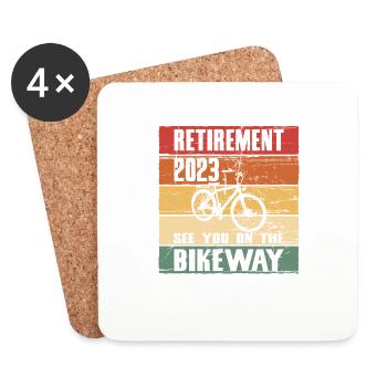 Pension Rente 2023 Rentner Fahrrad fahren Vintage - Untersetzer (4er-Set) - Weiß - Vorne