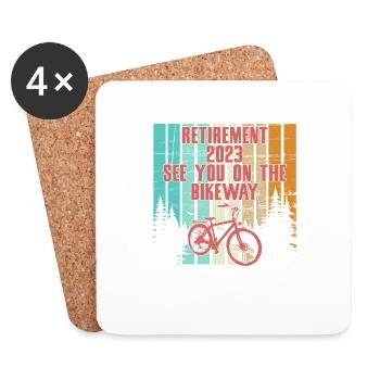Pension Rente 2023 Rentner Fahrrad Opa Oma Vintage - Untersetzer (4er-Set) - Weiß - Vorne