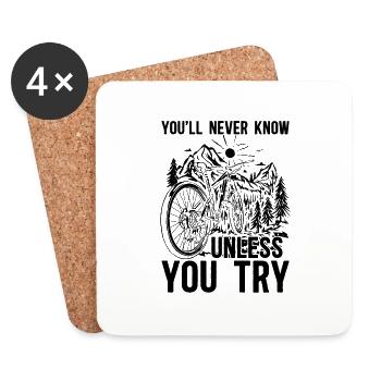 You'll Never Know Unless Bicycle Bicycling Cyclist - Coasters (set of 4) - white - Front