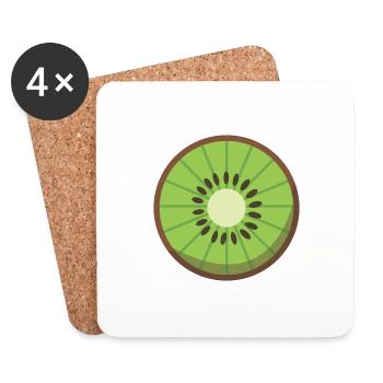 Kiwi Kostüm Faschingskostüm Kiwifrucht Obst Styles - Untersetzer (4er-Set) - Weiß - Vorne