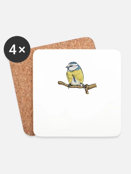 Blaumeise I Vogel Meise Motiv für Vogelbeobachter - Untersetzer (4er-Set) - Weiß