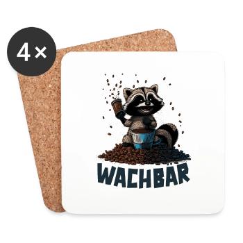 Wachbär Waschbär Motiv Köstüm Bild Mode Rave - Untersetzer (4er-Set) - Weiß - Vorne