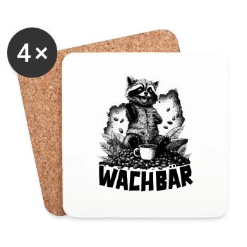 Wachbär Waschbär Motiv Köstüm Bild Mode Rave - Untersetzer (4er-Set) - Weiß - Vorne