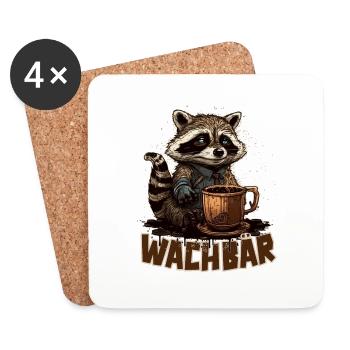 Wachbär Waschbär Motiv Köstüm Bild Mode Rave - Untersetzer (4er-Set) - Weiß - Vorne