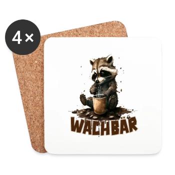 Wachbär Waschbär Motiv Köstüm Bild Mode Rave - Untersetzer (4er-Set) - Weiß - Vorne