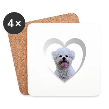 Bichon Frisé Herz - I love Bichon Frise - Untersetzer (4er-Set) - Weiß - Vorne