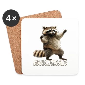 Wachbär Waschbär Motiv Köstüm Bild Mode Rave - Untersetzer (4er-Set) - Weiß - Vorne