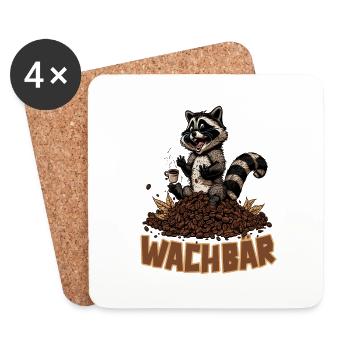 Wachbär Waschbär Motiv Köstüm Bild Mode Rave - Untersetzer (4er-Set) - Weiß - Vorne