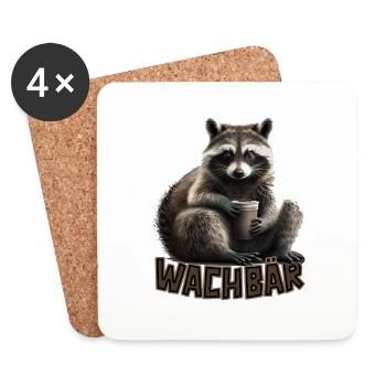 Wachbär Waschbär Motiv Köstüm Bild Mode Rave - Untersetzer (4er-Set) - Weiß - Vorne