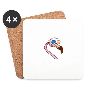 US 'Merica Flock oui 4 juillet Drôle de patriotique - Dessous de verre (lot de 4) - blanc - Devant