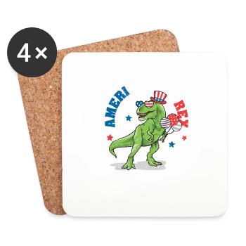 Dinosaurier 4. Juli US Amerisaurus T Rex Amerika - Untersetzer (4er-Set) - Weiß - Vorne