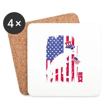 Dinosaur July 4 US Amerisaurus T Rex America - Coasters (set of 4) - white - Front