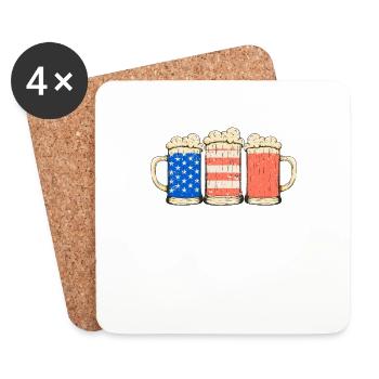 Bière Drapeau Américain 4 Juillet Patriotique - Dessous de verre (lot de 4) - blanc - Devant