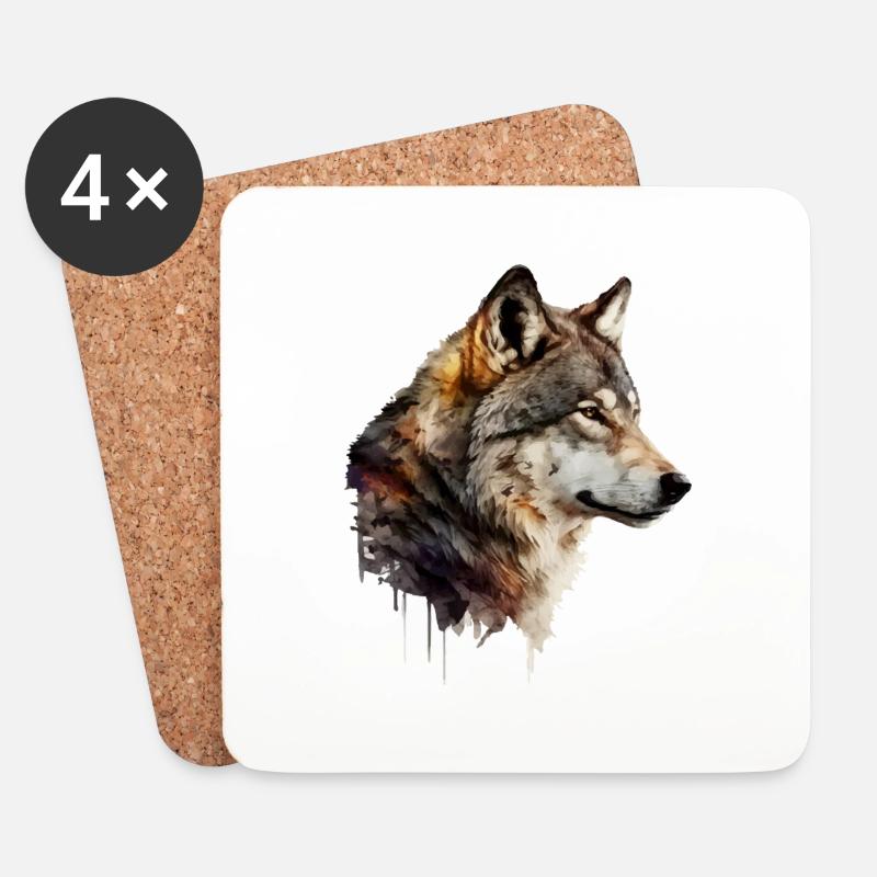 Der Wolf - Untersetzer (4er-Set) - Weiß
