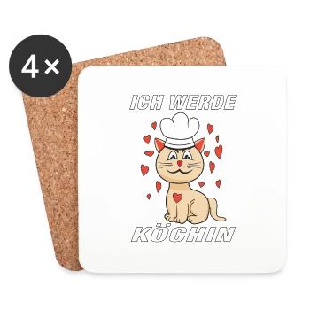 KATZE KOCH ICH WERDE KÖCHIN - Untersetzer (4er-Set) - Weiß - Vorne