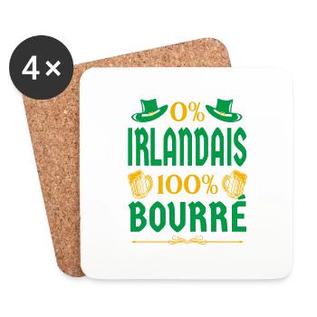 cadeau homme trèfle irlande pour la saint patrick - Dessous de verre (lot de 4) - blanc - Devant