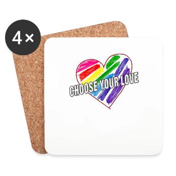 HEART CHOOSE YOUR LOVE - Coasters (set of 4) - white - Front
