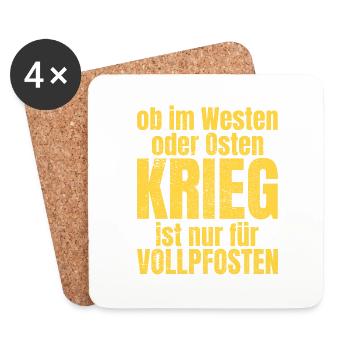anti Krieg Vollpfosten Frieden Geschenk - Untersetzer (4er-Set) - Weiß - Vorne