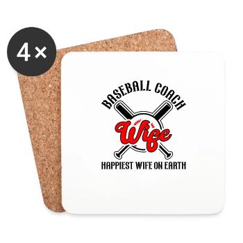 Baseball-Trainerin Ehefrau Berufstätige Mutter - Untersetzer (4er-Set) - Weiß - Vorne