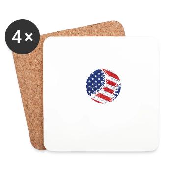 Baseball American Flag July 4 Patriotic - Coasters (set of 4) - white - Front