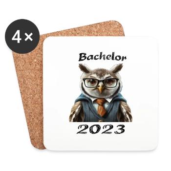 Bachelor 2023 Eule - Untersetzer (4er-Set) - Weiß - Vorne