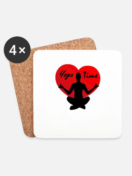 Für Yoga schlägt mein Herz, ich liebe Yoga Sport - Untersetzer (4er-Set) - Weiß