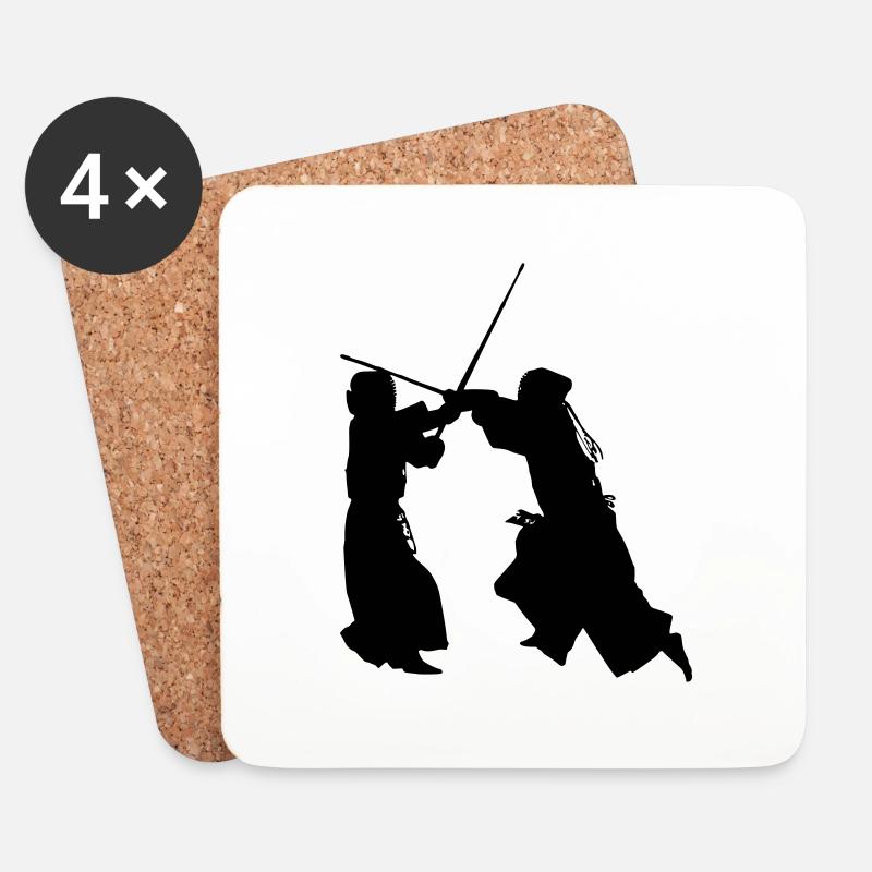 Kendo: Männer-Ari - Untersetzer (4er-Set) - Weiß