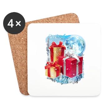 3 cadeaux de lune drôle de Noël Père Noël Jeu de mots - Dessous de verre (lot de 4) - blanc - Devant