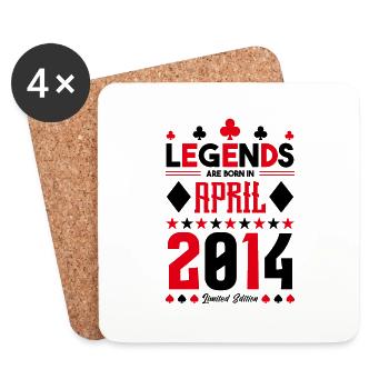 Geburtstagsgeschenk April 2014. Kartenspiele. - Untersetzer (4er-Set) - Weiß - Vorne