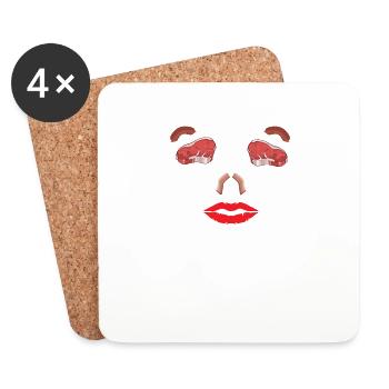 Idée de barbecue et de cadeau de camping-car - Dessous de verre (lot de 4) - blanc - Devant