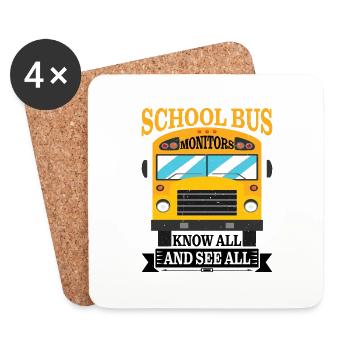 School Bus Monitors, Know All And See All 8 - Untersetzer (4er-Set) - Weiß - Vorne