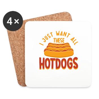 I just want all this hot dogs hot dog gift - Coasters (set of 4) - white - Front